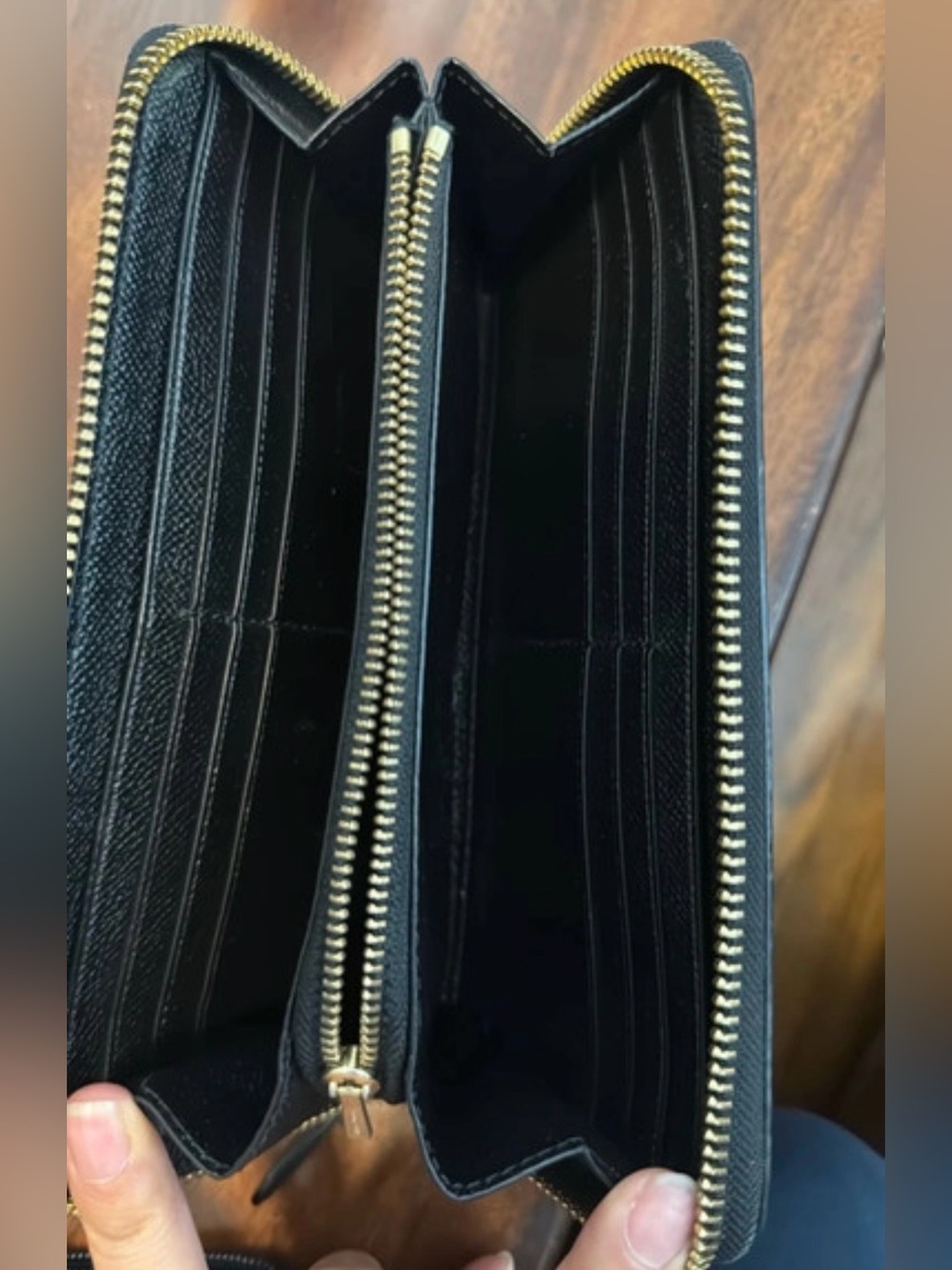 Coach Black Pebbled Leather Zip-Around Wristlet Wallet - Picture 2 of 6
